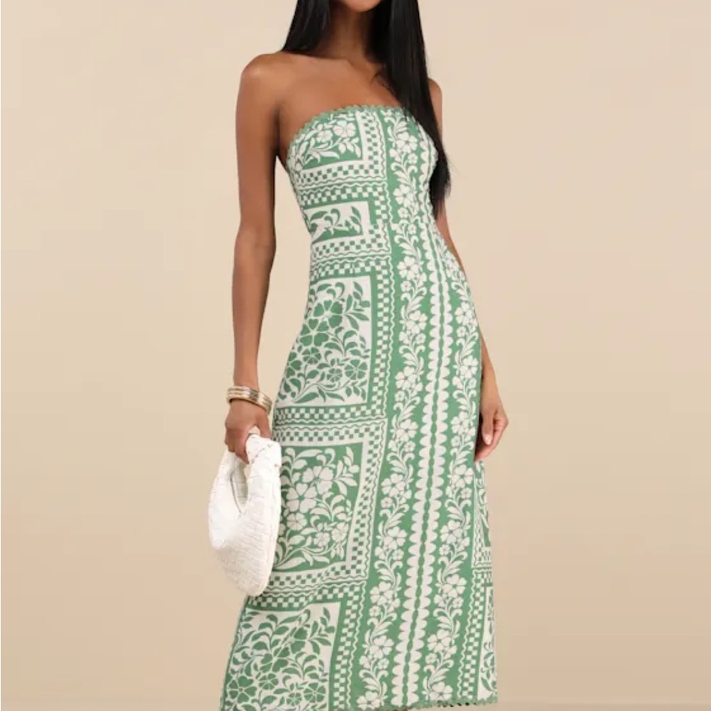 Lulu's Green Strapless Sheath Dress for Weddings